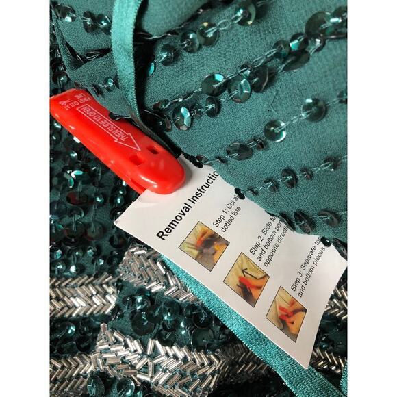 Mac Duggal 10509 Dress Sleeveless Sequined Sheath Midi Deep Emerald Green NWT 14 - Picture 15 of 16